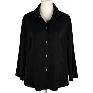 Perfect Layering Piece! YANSI FUGEL Black Snap Front Shirt Size Large